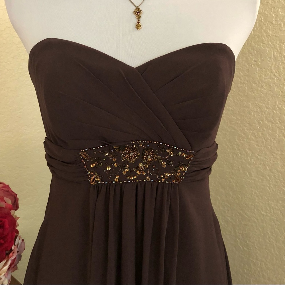 David’s Bridal Chiffon Overlay Hi Lo Formal Dress - Picture 3 of 13